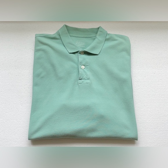 CLASSIC J CREW COTTON PIQUE POLO IN AQUA GREEN - Picture 2 of 5